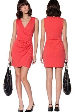 WALTER BAKER W118 Red Sleeveless Faux Wrap Dress - Size S